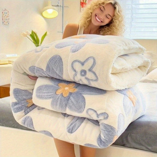 NONECN Three Piece All Season Lamb Wool Sherpa Quilt Set