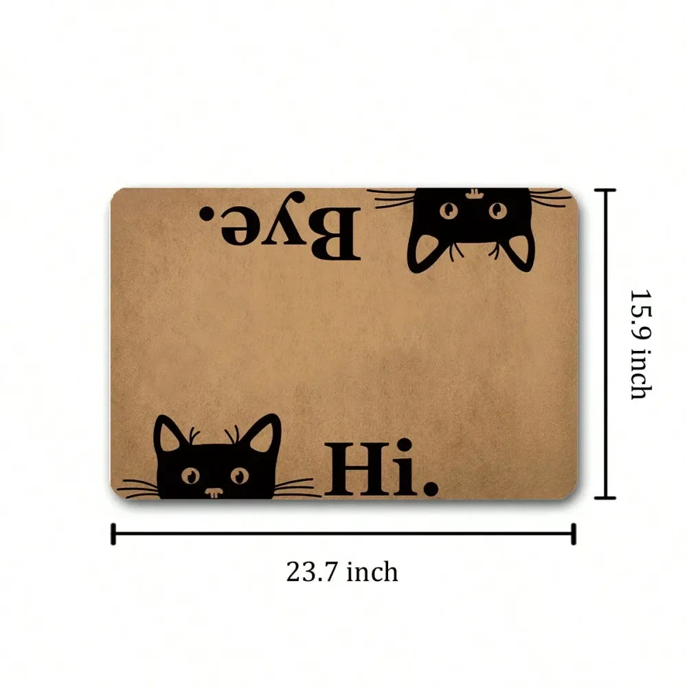 Welcome Doormat Indoor Entrance Decor Cat Monogram Jute Rug