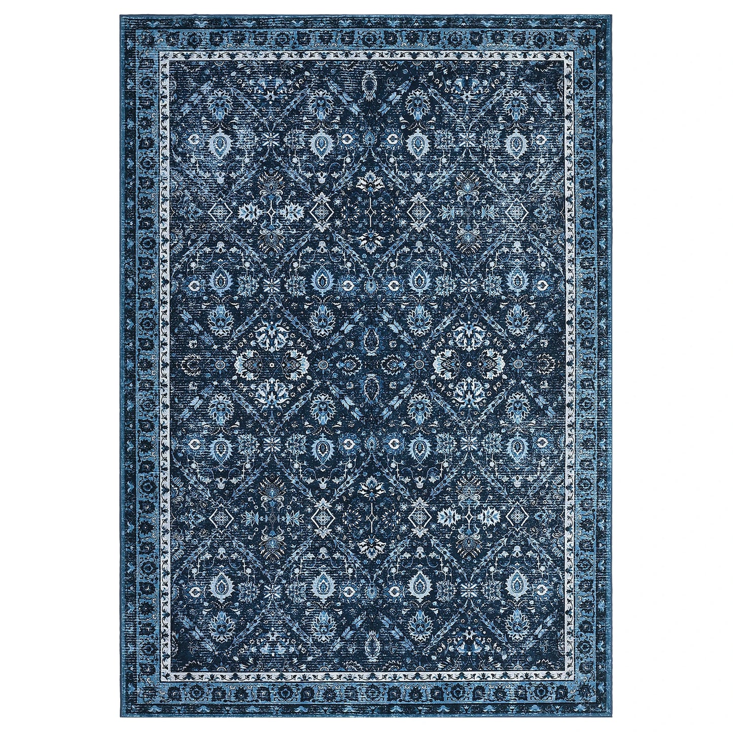 Moroccan Trellis Low Pile Living Room Rug Non Slip Machine Washable