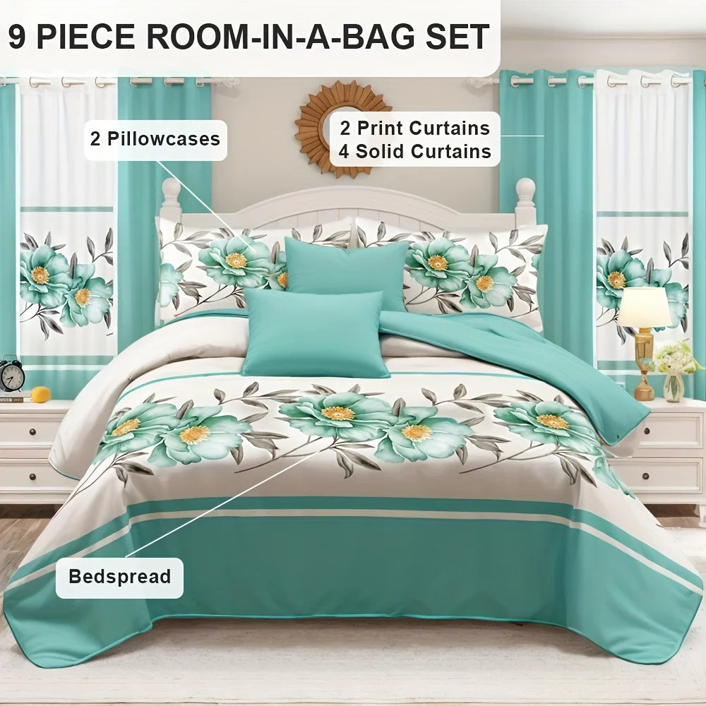 Thick Touch Bed Cover Curtain Set Bamboo Microfiber Bedding