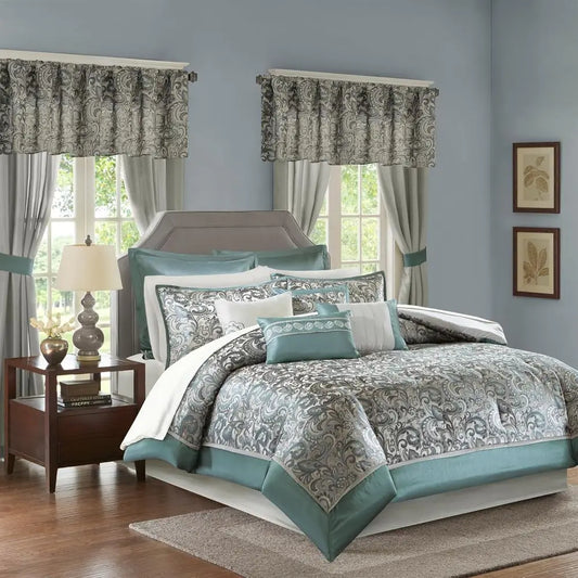 Paisley Comforter Set Hypoallergenic With Matching Curtains