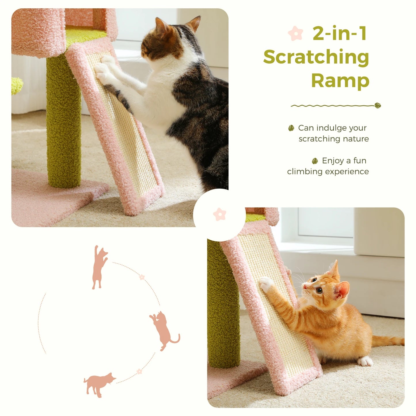 PAWZ Road Flower Cat Tree Multi Level Cat Tower With Sisal Scratching Posts