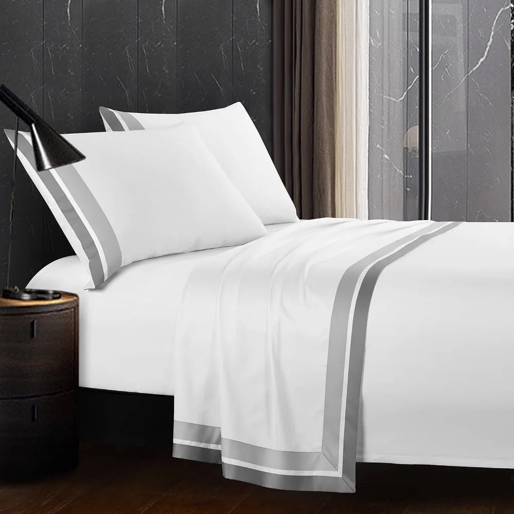 Luxury Egyptian Cotton Sateen Sheets Set Modern Hotel Style 400TC