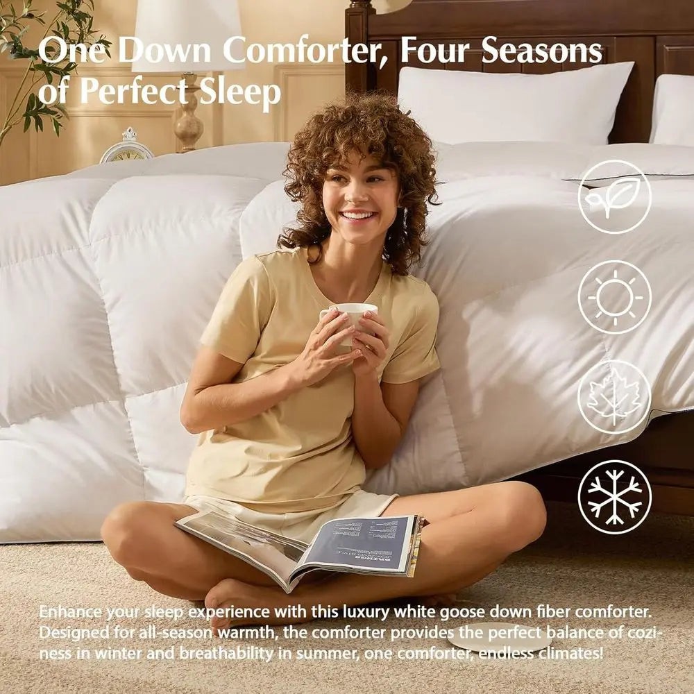 Feather Down Fiber Comforter Insert All Season Hotel Luxury Bedding
