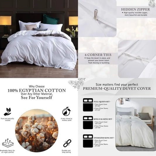 Luxurious 1000 Thread Count Egyptian Cotton Duvet Cover Set
