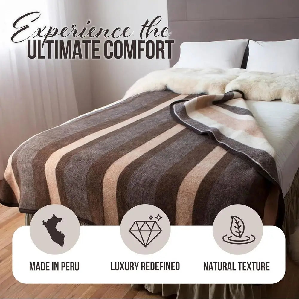 Natural Alpaca And Sheep Wool Blanket Made In Peru