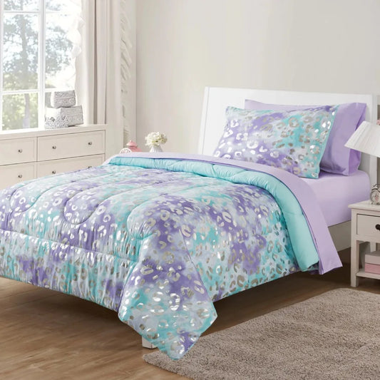 Metallic Foil Cheetah Bedding Set For Kids With Storage Bag
