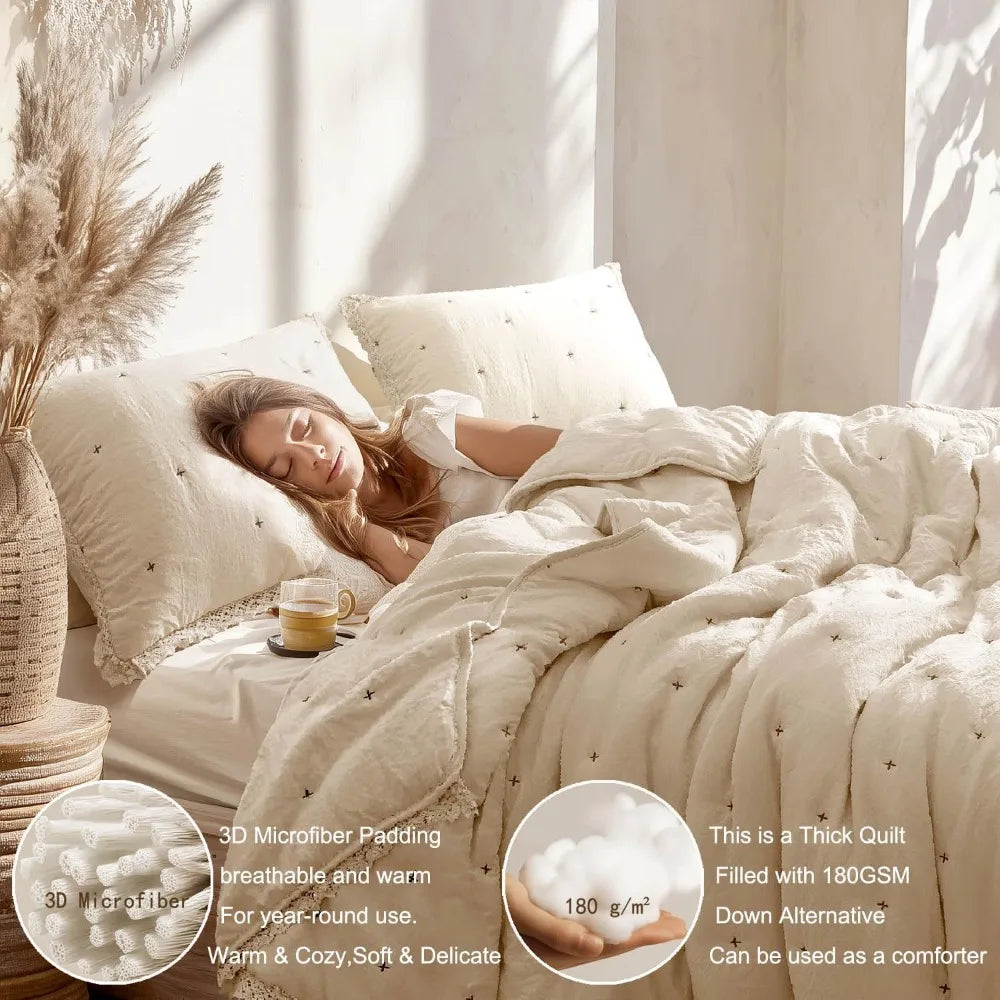 Quilt Set Lightweight Plush All Season Comforter Ultra Soft Prewashed