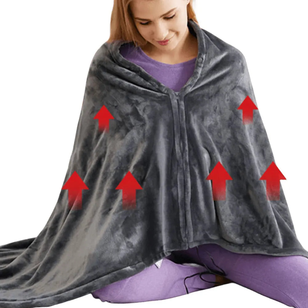 USB Electric Heated Blanket 3 Heating Levels Fleece Heated Blanket Wearable Heating Lap Blanket for Household and Office