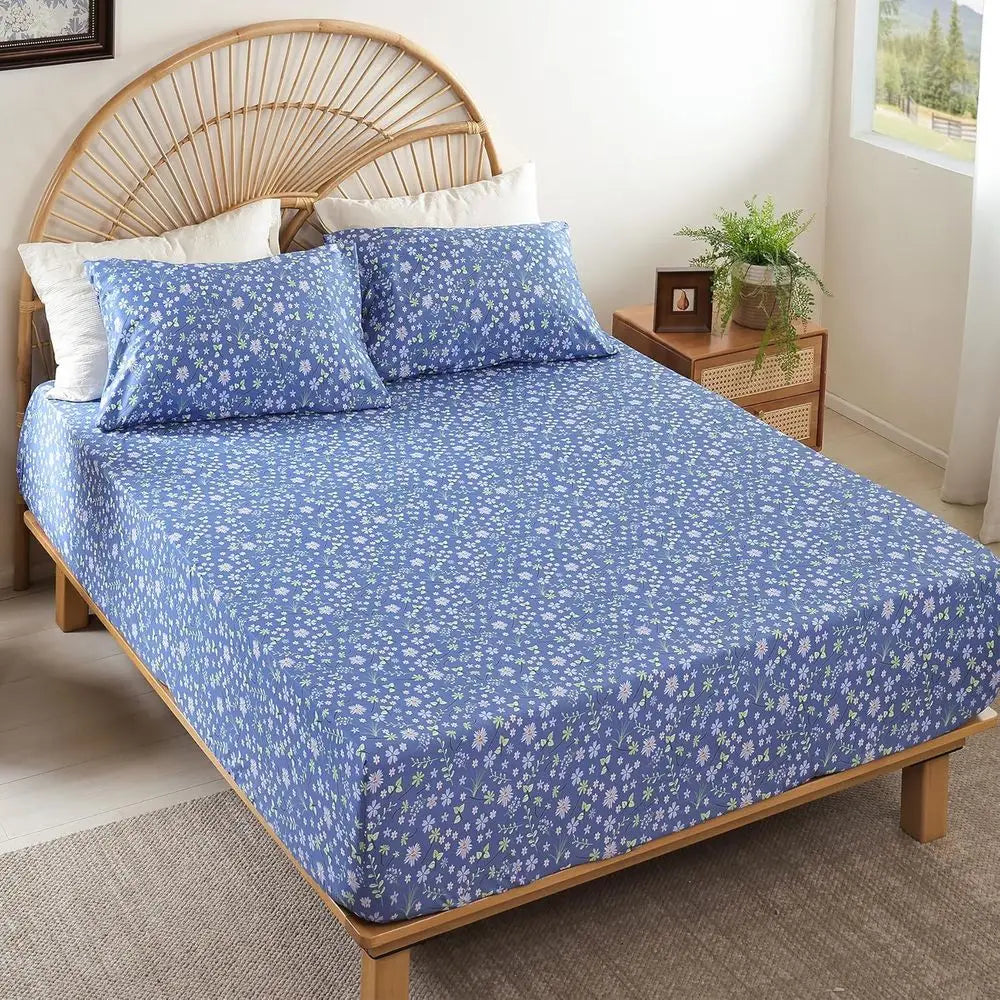 Microfiber Sheet Set Floral Boho Pattern OekoTex Bedding