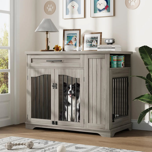 HiMISS Furniture Style Heavy Duty Wooden Dog Crate With Drawer