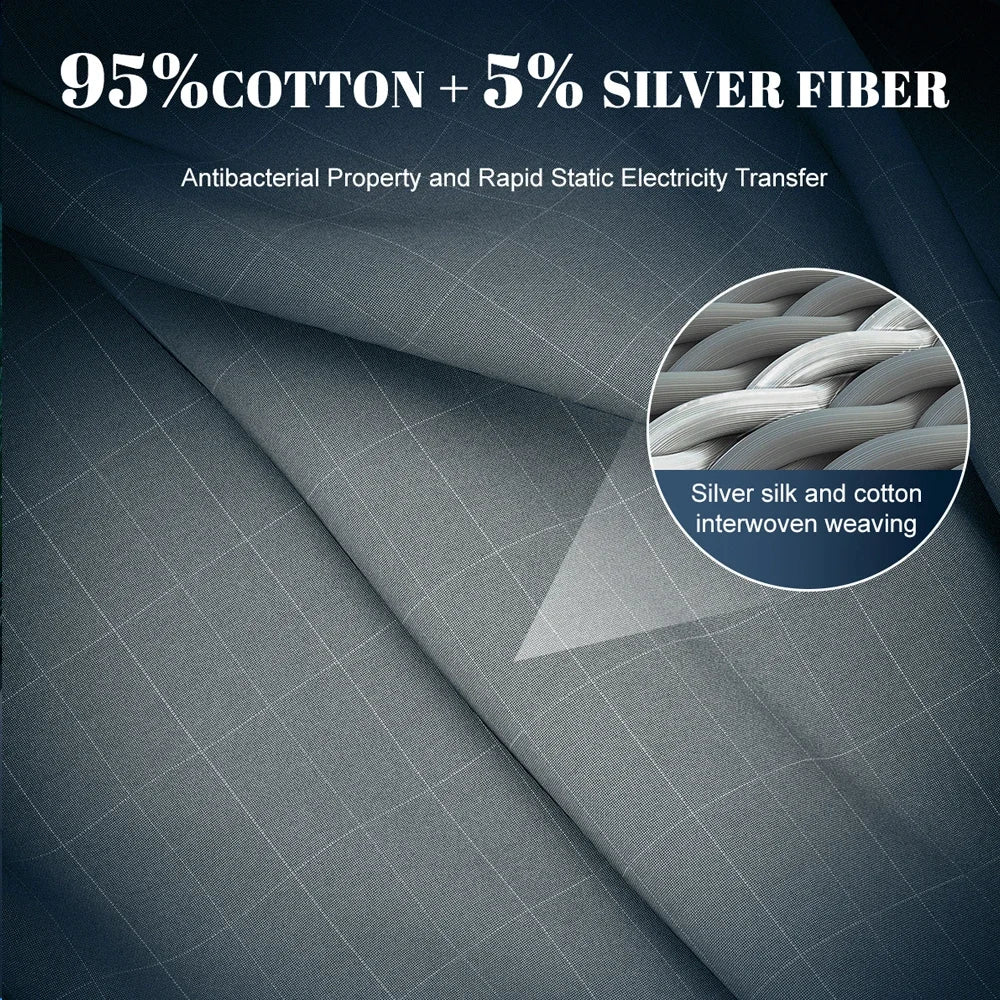 NONECN Earthing Organic Cotton Fitted Sheet With Conductive Silver Fiber