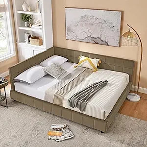 DAFIFY Modern Upholstered Corner Daybed LShaped Tufted Backrest Velvet