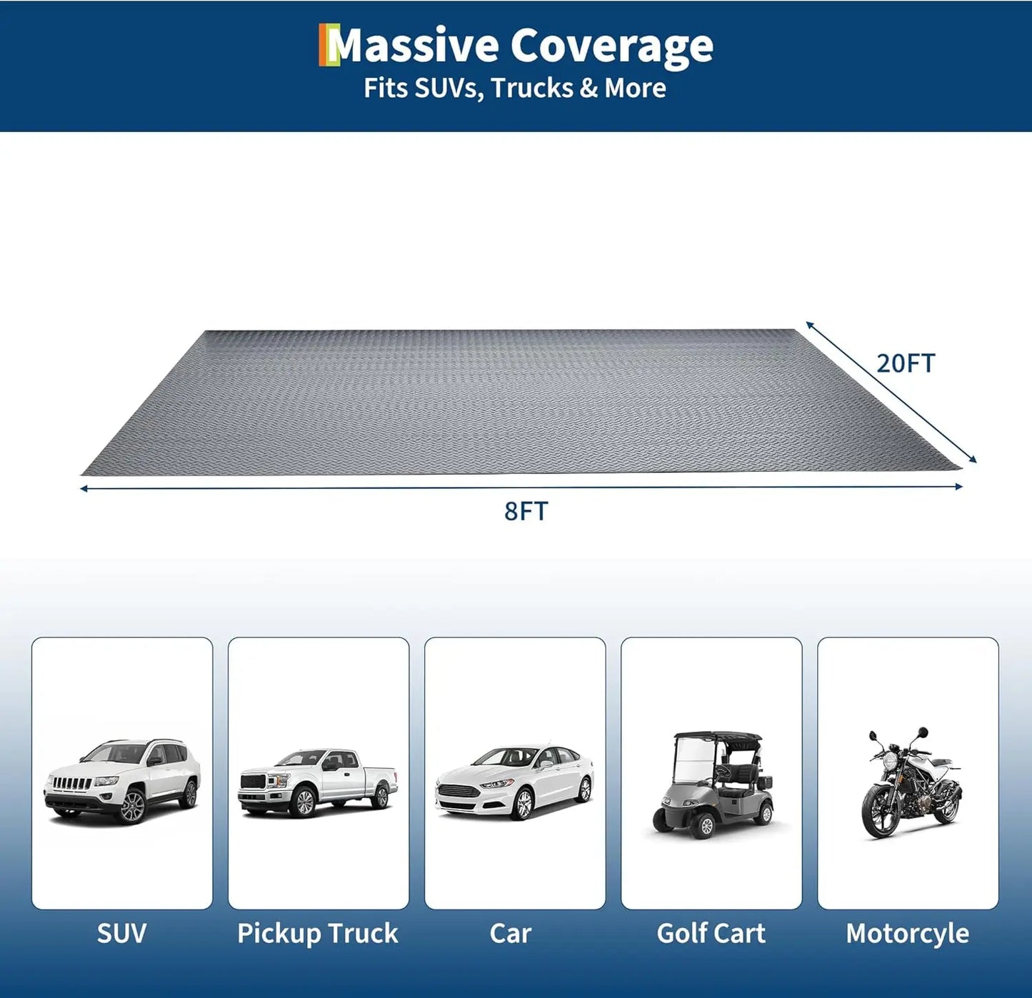 HiMISS Garage Floor Mat Non Slip PVC Roll Diamond Plate