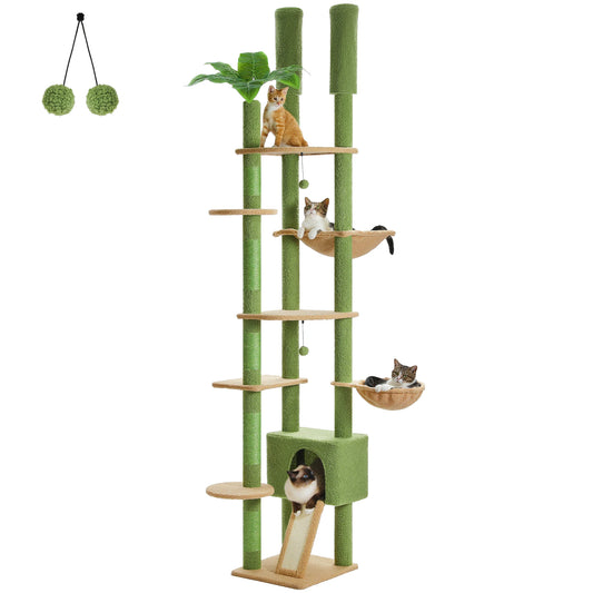 PAWZ Road Adjustable Wooden Cat Tree With Hammock And Posts