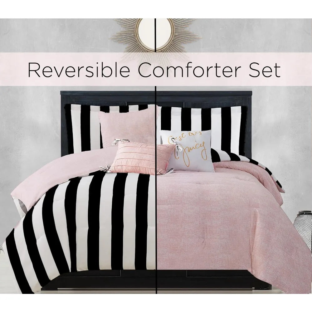 Cabana Stripe Reversible Bedding Set 6 Piece Bundle