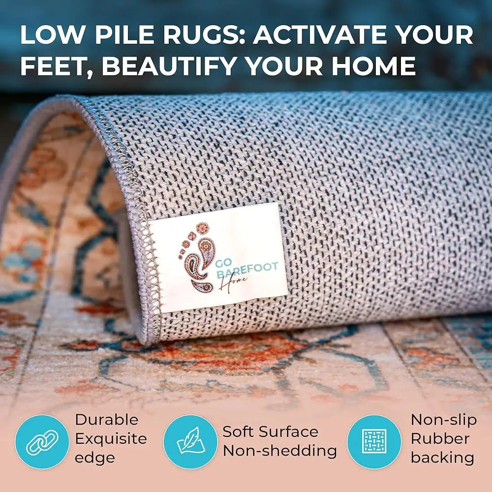 DIXSG Thin Washable Area Rug Boho Non Slip Machine Made Cotton