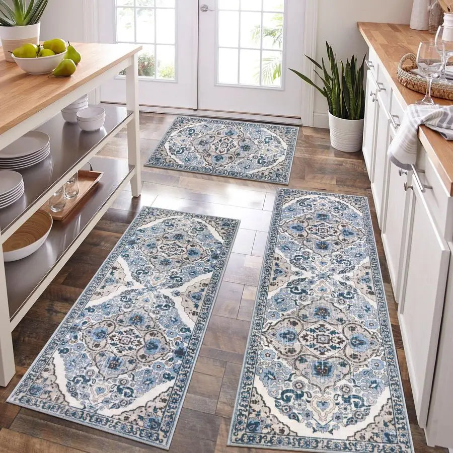 Farmhouse Boho Kitchen Rugs Set Of 3 Non Slip Washable Mats