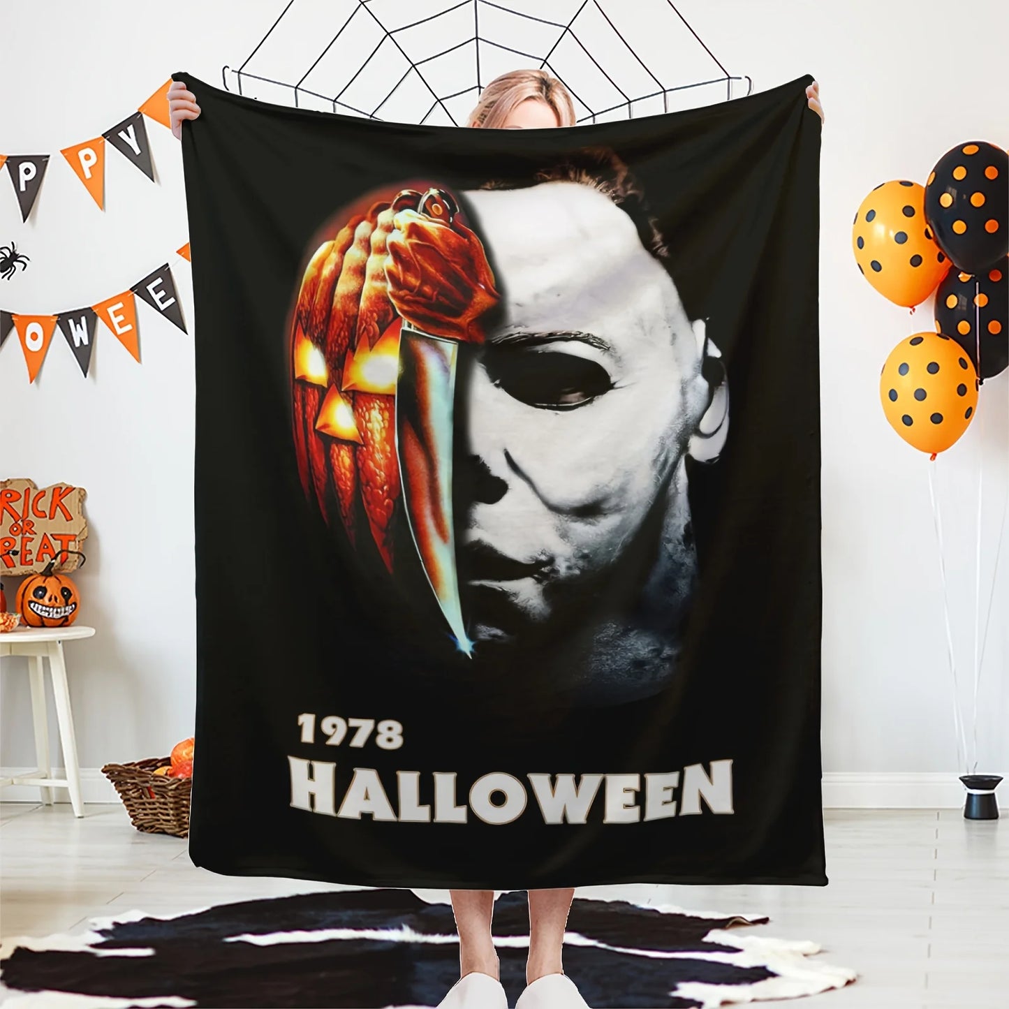 Halloween Small Blanket Sofa Bed Travel Spooky Pattern