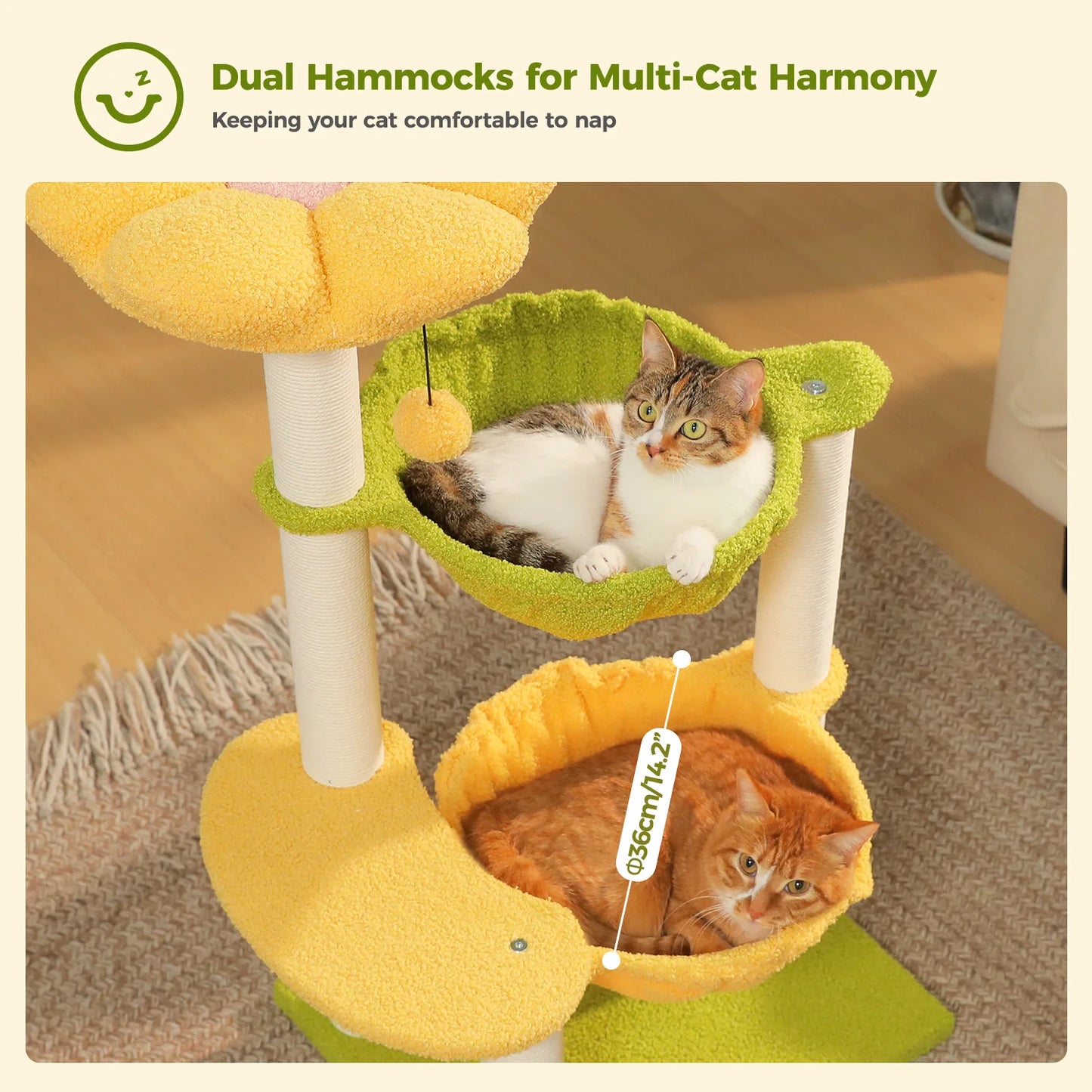 PAWZ Road Flower Cat Tree 2 Hammocks And Sisal Posts