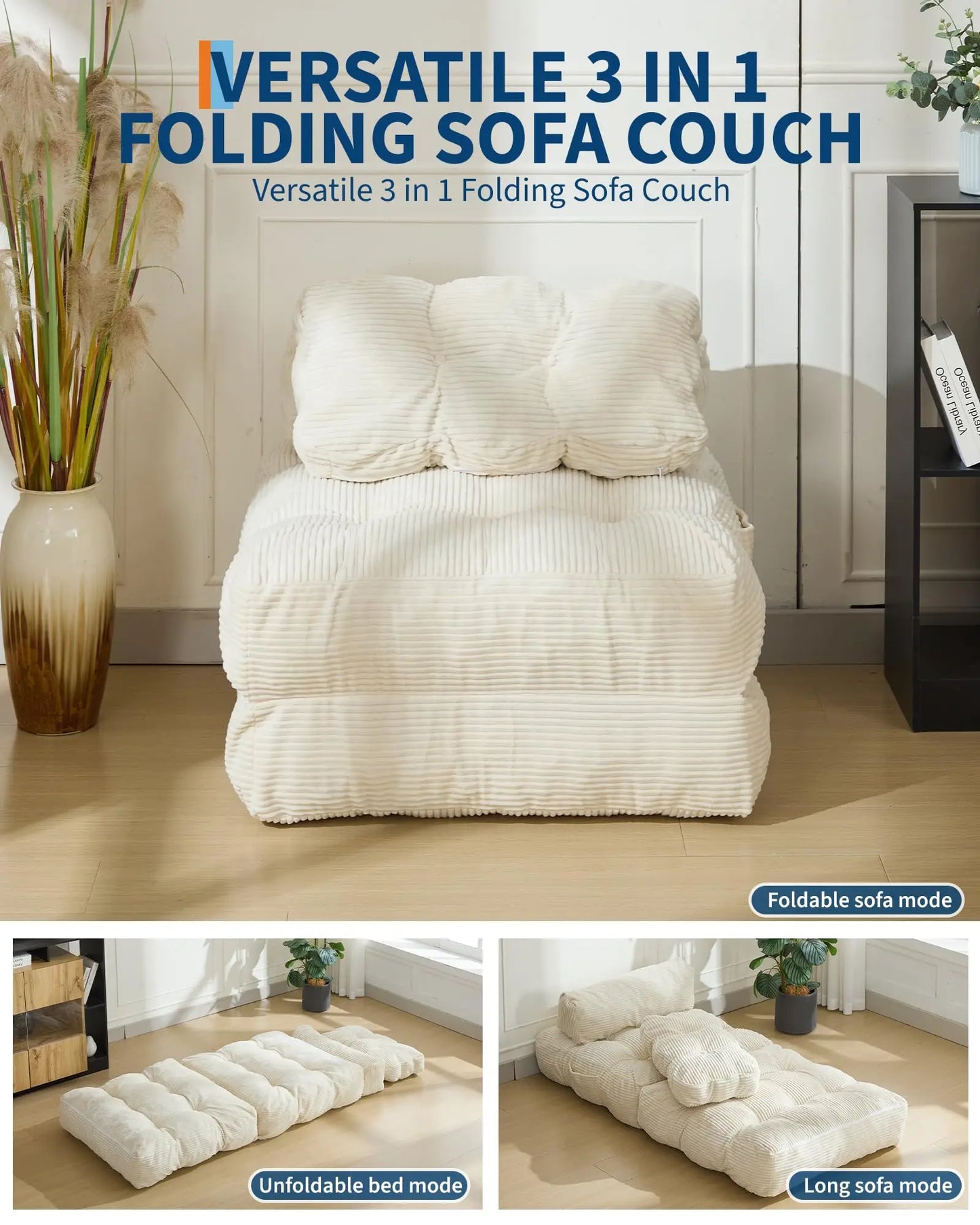HiMISS Folding Sofa Bed Portable Sleeper With Side Pocket