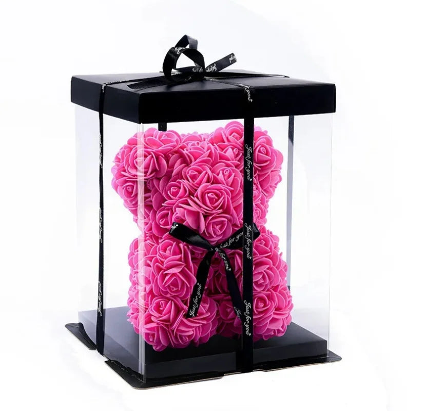 1pc Rose Bear Artificial Foam Flowers Bear Romantic Creative Gifts For Valentines Day Anniversary Wedding Birthday with Box