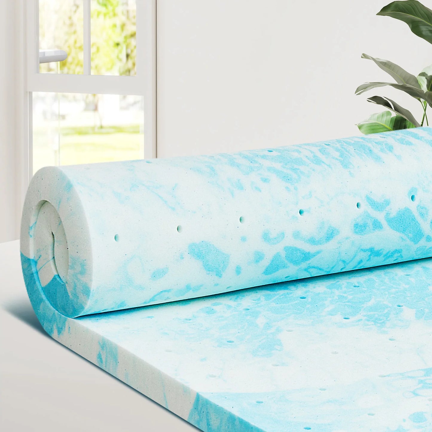 NONECN Gel Memory Foam Mattress Topper with Cooling Breathable Comfort