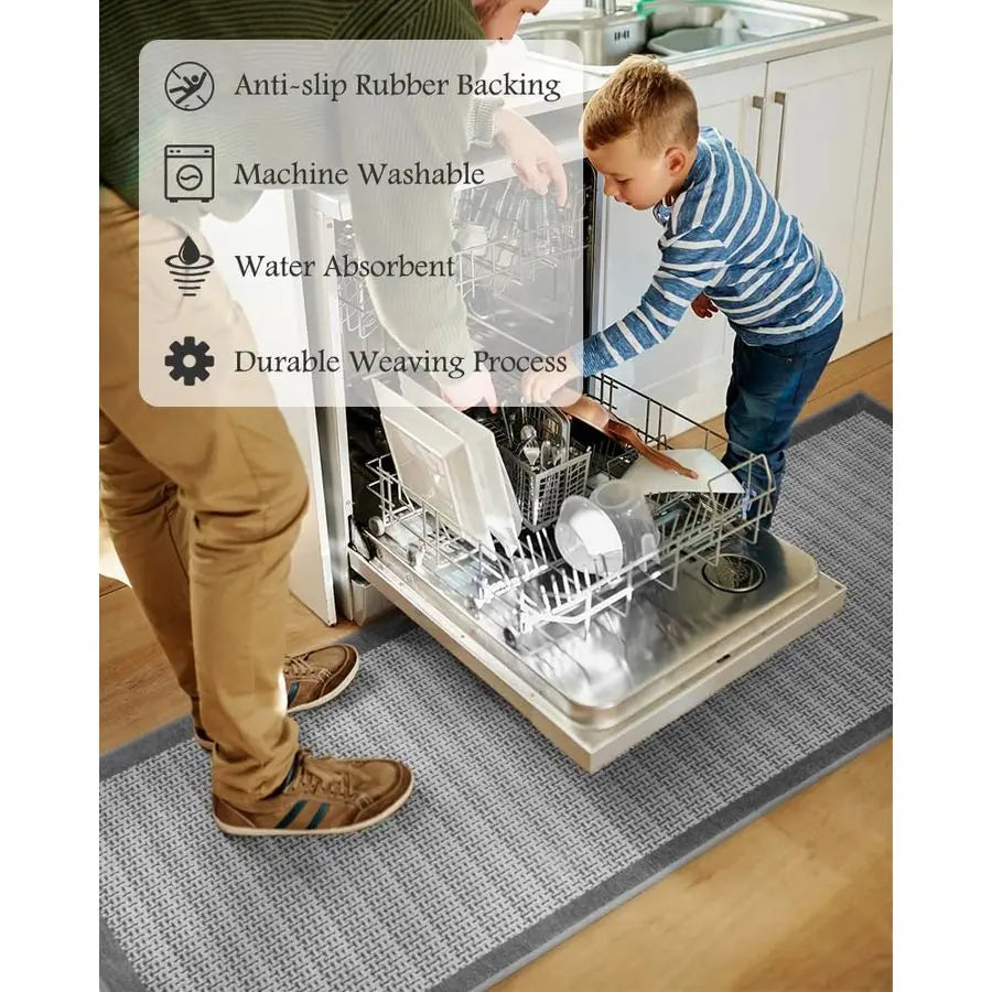 Non Slip Kitchen Rug Sets of 2 Runner Mats Absorbent and Washable