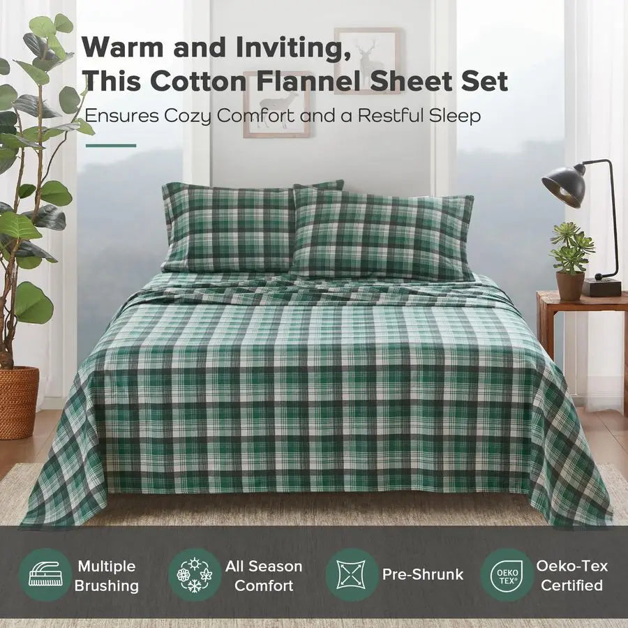 Cotton Flannel Sheet Set Cottage Charms Print Bedding Collection