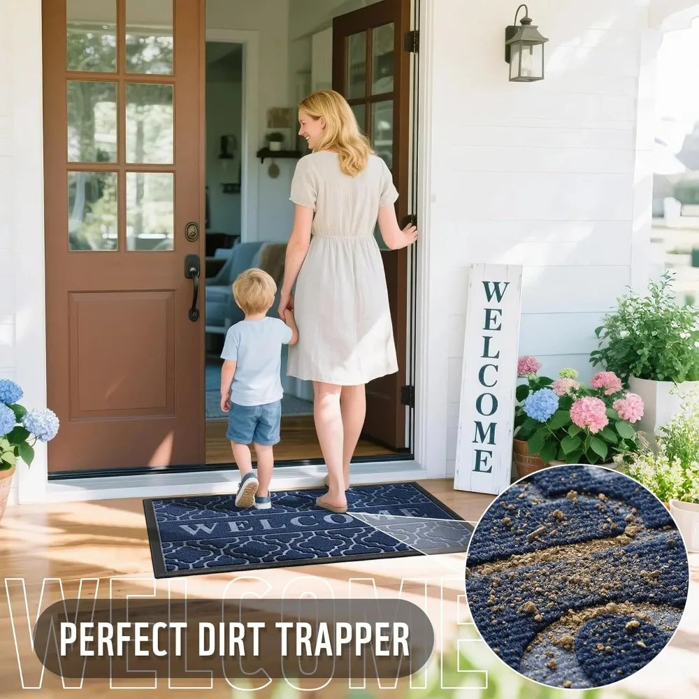 All Season Bamboo Fiber Welcome Door Mat Antibacterial Non Slip