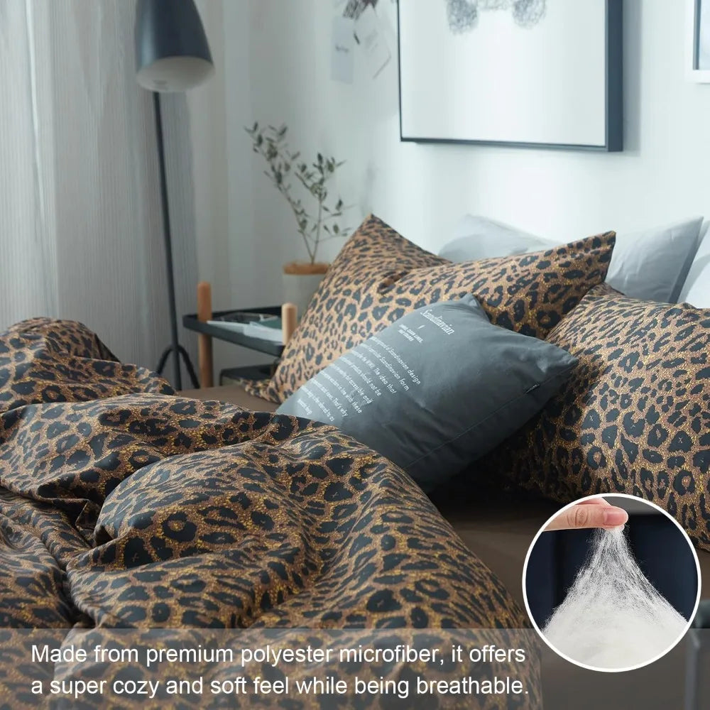 Leopard Print Comforter Set 3 Piece Cheetah Pattern Bedding
