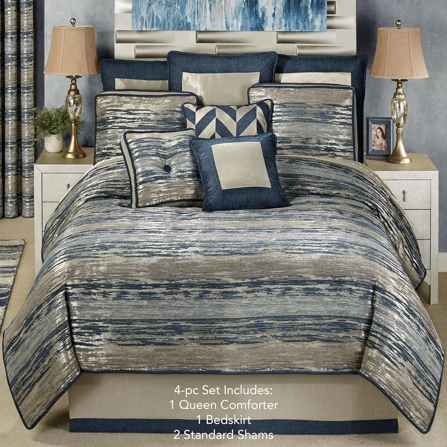 Spellbound Chenille Embroidered Modern Luxury Bedding Set