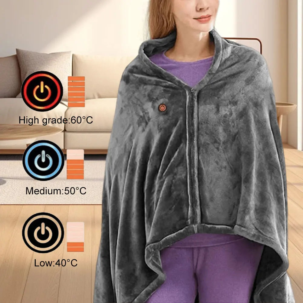 NONECN USB Electric Heated Fleece Blanket With 3 Heating Levels