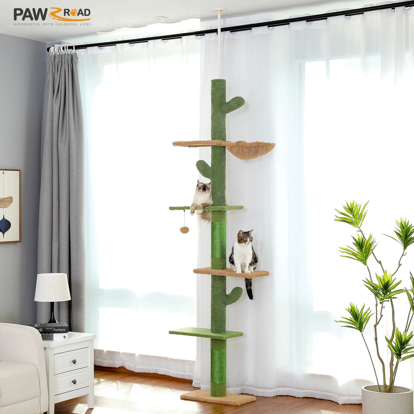 PAWZ Road Cat Tree 5Tier Floor To Ceiling Climbing Tower