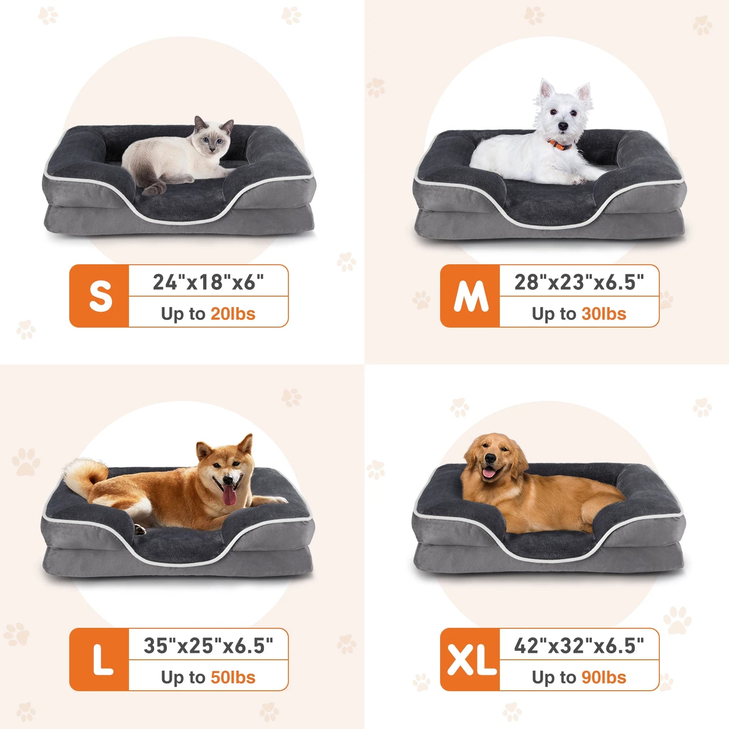 JHK Orthopedic Dog Bed Memory Foam With Washable Cover