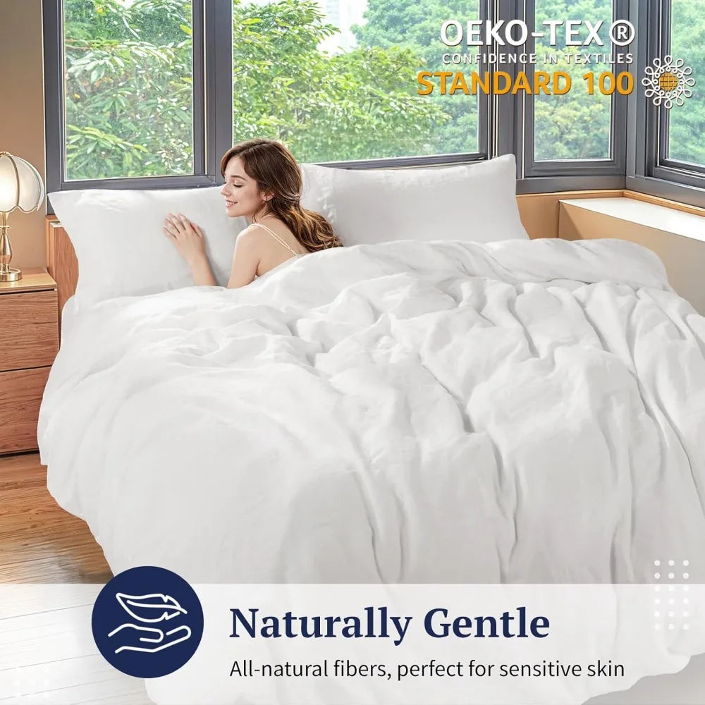 100% Linen Queen Duvet Cover Set, Luxury Pure Natural French Flax Linen Duvet Cover