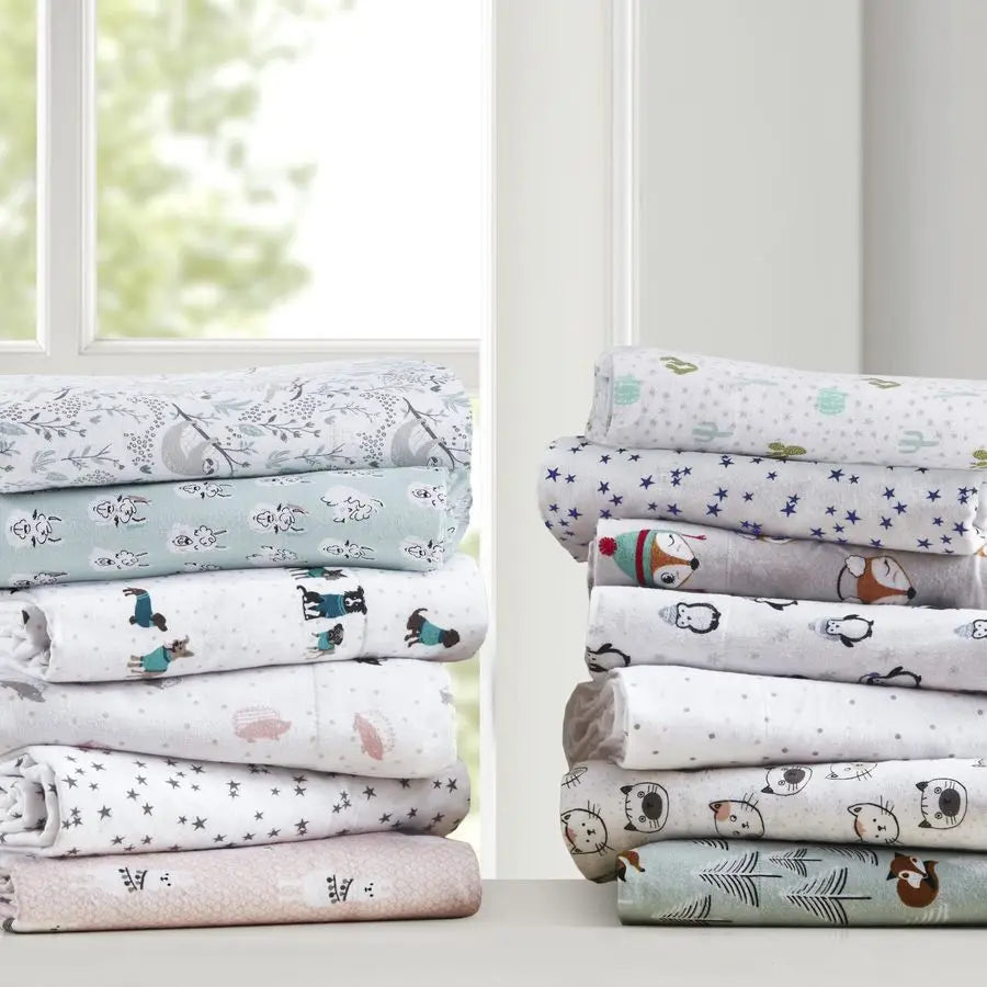 Cozy Soft Cotton Flannel Animal Print Sheet Set Bedding