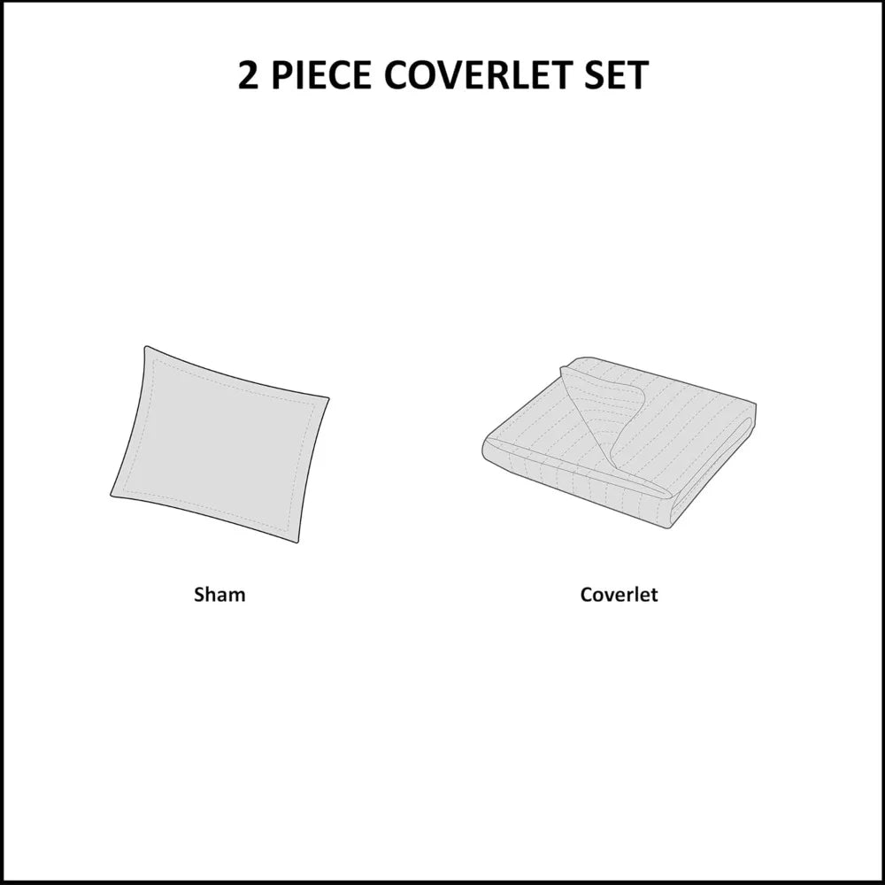 Patchwork Quilt Set With Channel Quilting 100 Percent Cotton Coverlet