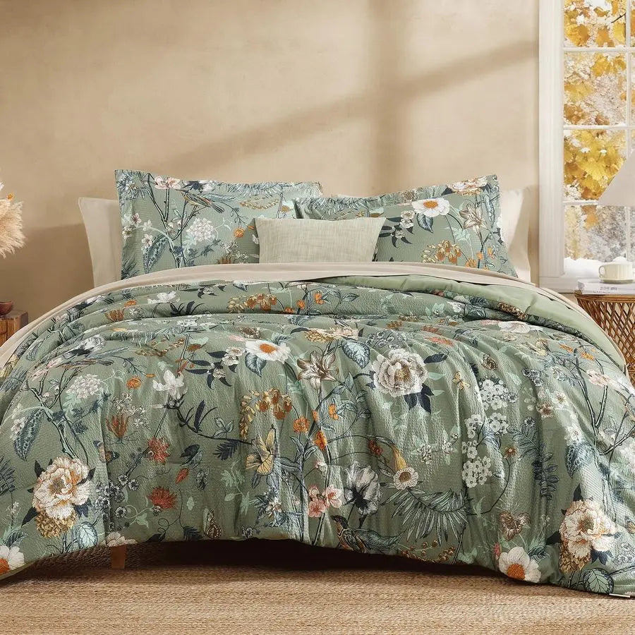 Floral Butterfly Comforter Set 7-Piece With Sheets And Pillowcases