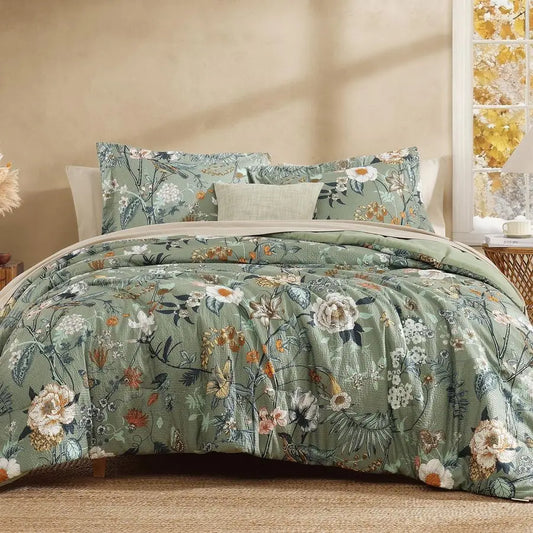 Floral Butterfly Comforter Set 7-Piece With Sheets And Pillowcases