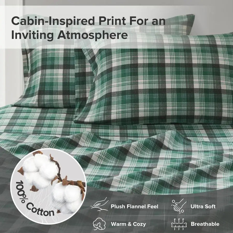 Cotton Flannel Sheet Set Cottage Charms Print Bedding Collection