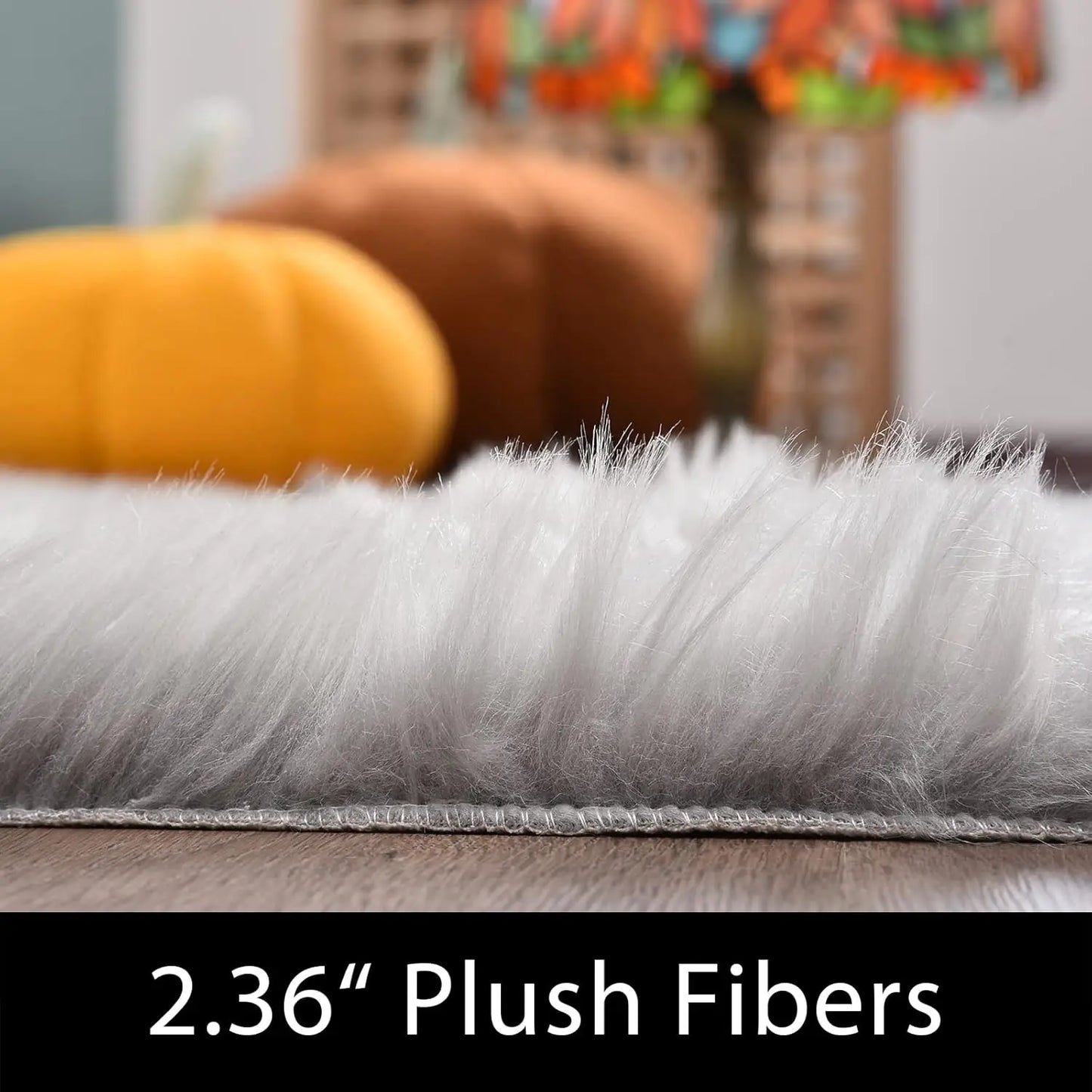 Faux Fur Non Slip Thick Fluffy Rectangular Area Rug For Living Room Polyester