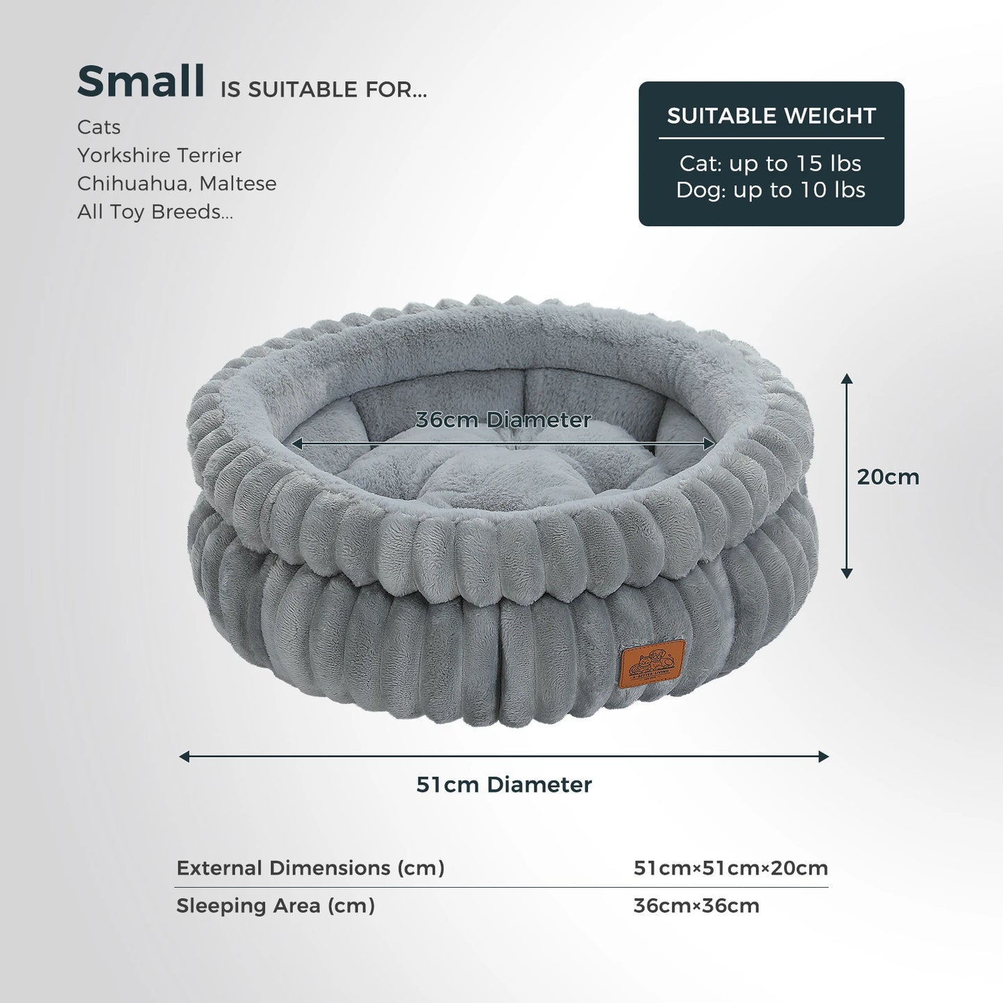 PAWZ Road Round Washable Pet Bed For Dogs And Indoor Cats With Anti Slip Bottom