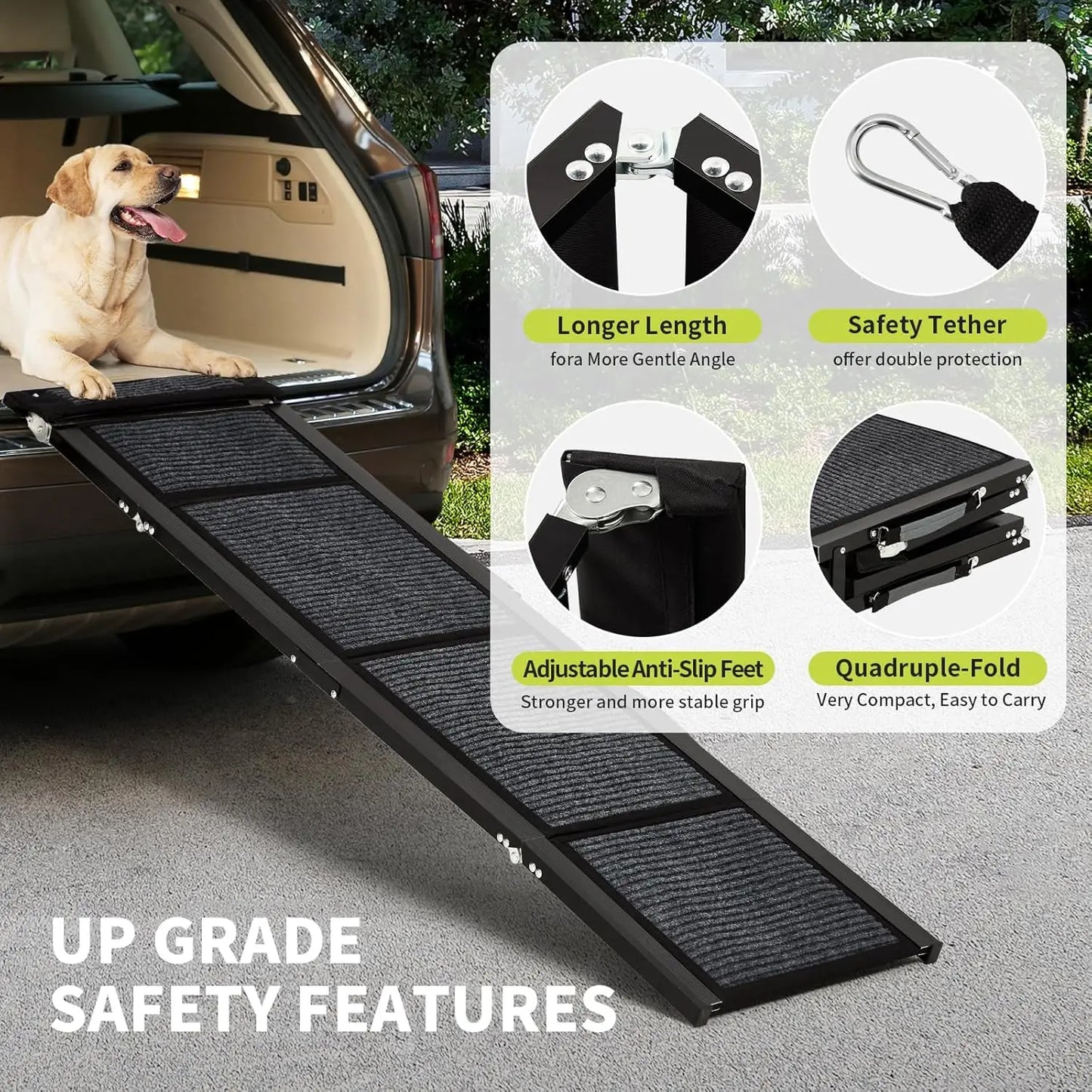 Twister.CK Dog Ramp For Cars Quad Fold Non Slip Portable Ramp