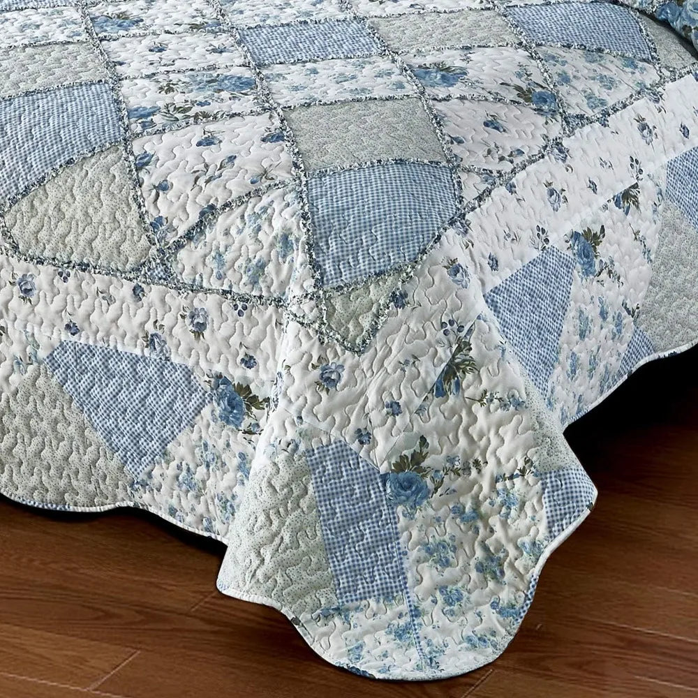 Patchwork Quilt Set 100 Percent Cotton Bedding For Home Use