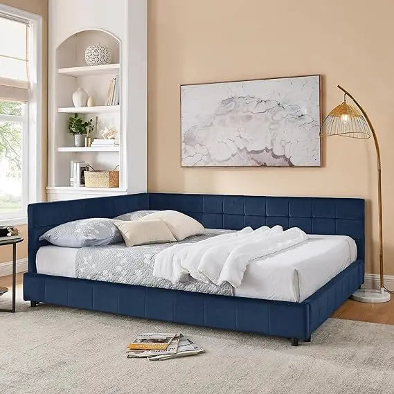 DAFIFY Modern Upholstered Corner Daybed LShaped Tufted Backrest Velvet