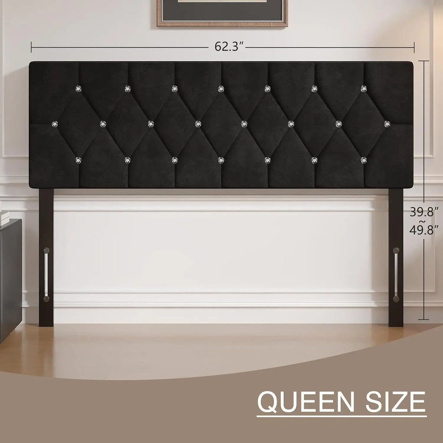 Tufted Upholstered Headboard With Diamond Button Design