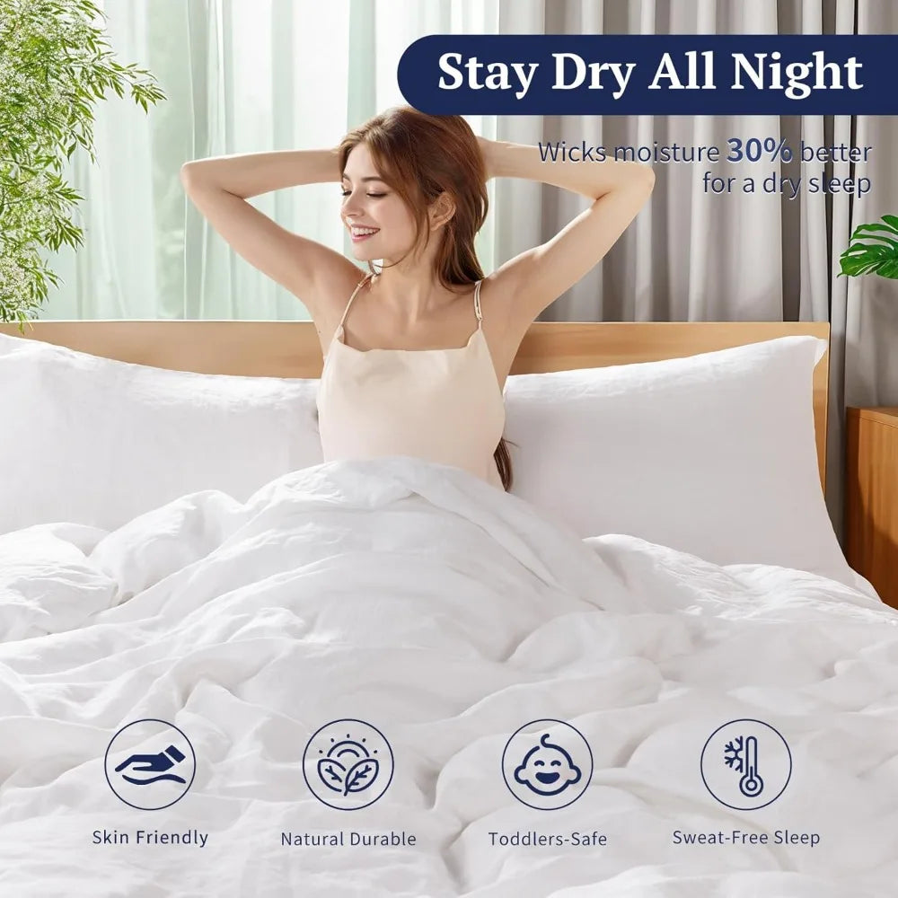 100% Linen Queen Duvet Cover Set, Luxury Pure Natural French Flax Linen Duvet Cover