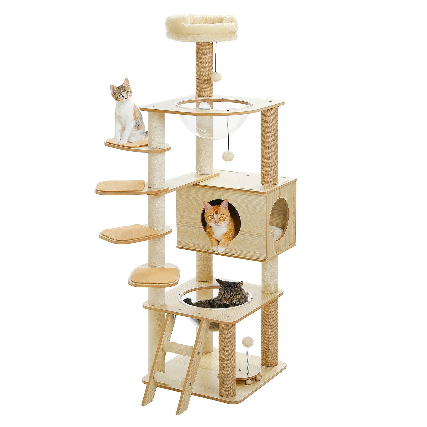 Multi-Level Cat Tree Indoor Wood Tower With Scratching Posts