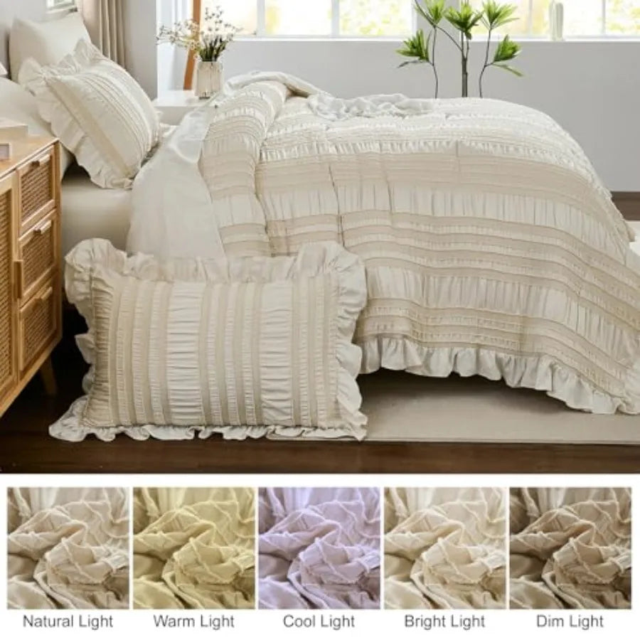 Comforter Set With Ruffle Design 7-Piece Bed In A Bag